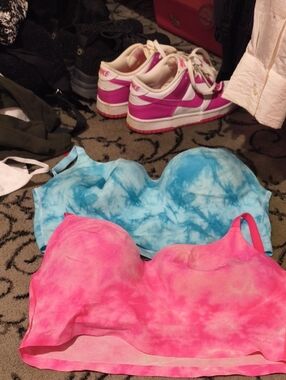 PINK Victoria's Secret Hot Pink Bralette And Blue